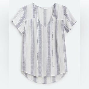 Lush White and Blue Striped Blouse